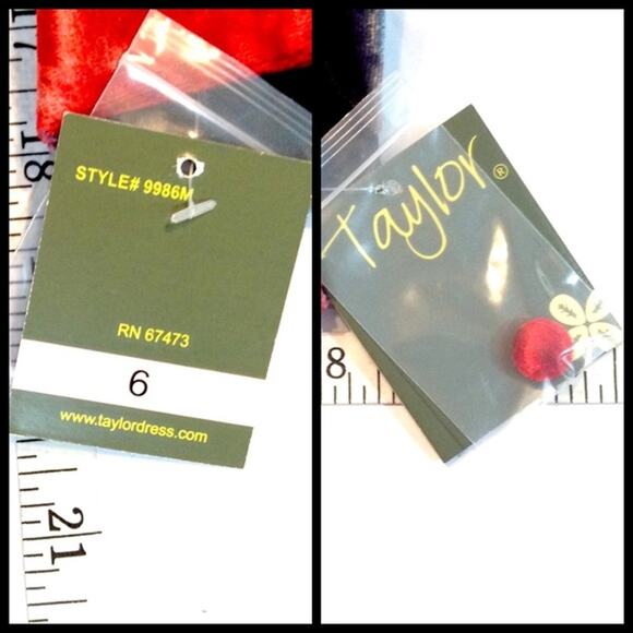 Taylor Dress Women 6 Floral NWT Red Black Cocktail Romantic Evening Party Knee - Picture 4 of 5